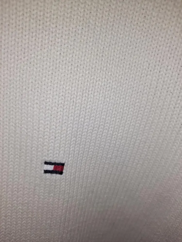 Tommy Hilfiger Y2K White Crew‎ Neck Knit Sweater Size Large